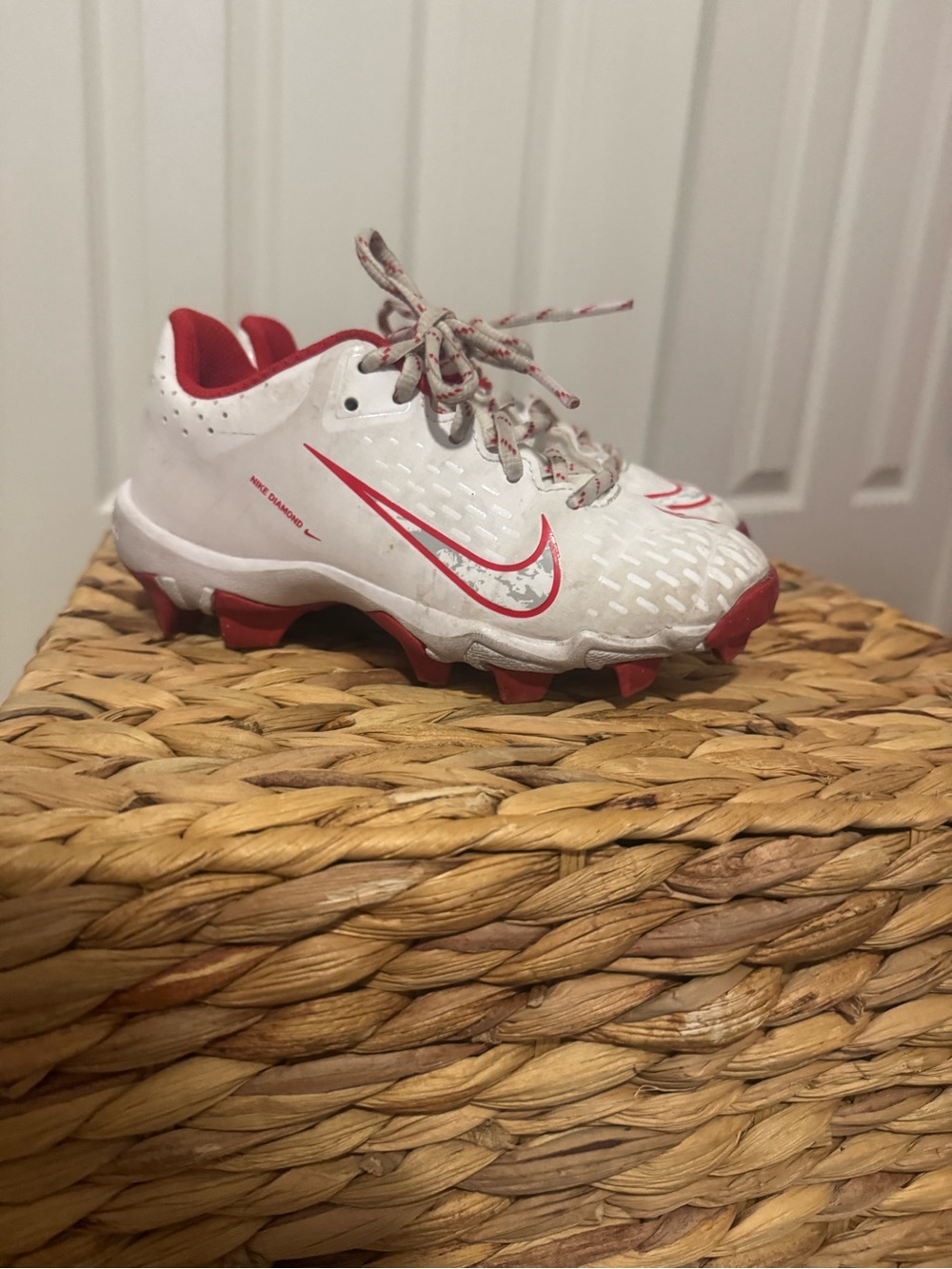 Nike Kids White and Red Soccer Cleats